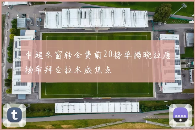 中超冬窗转会费前20榜单揭晓拉唐杨希拜合拉木成焦点
